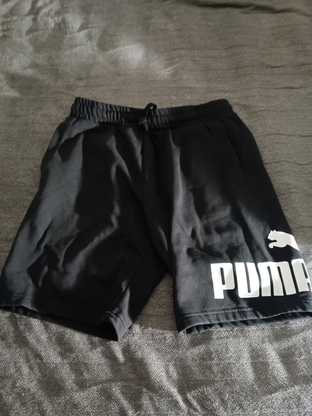 Puma Black Athletic SweatShorts with White Logo